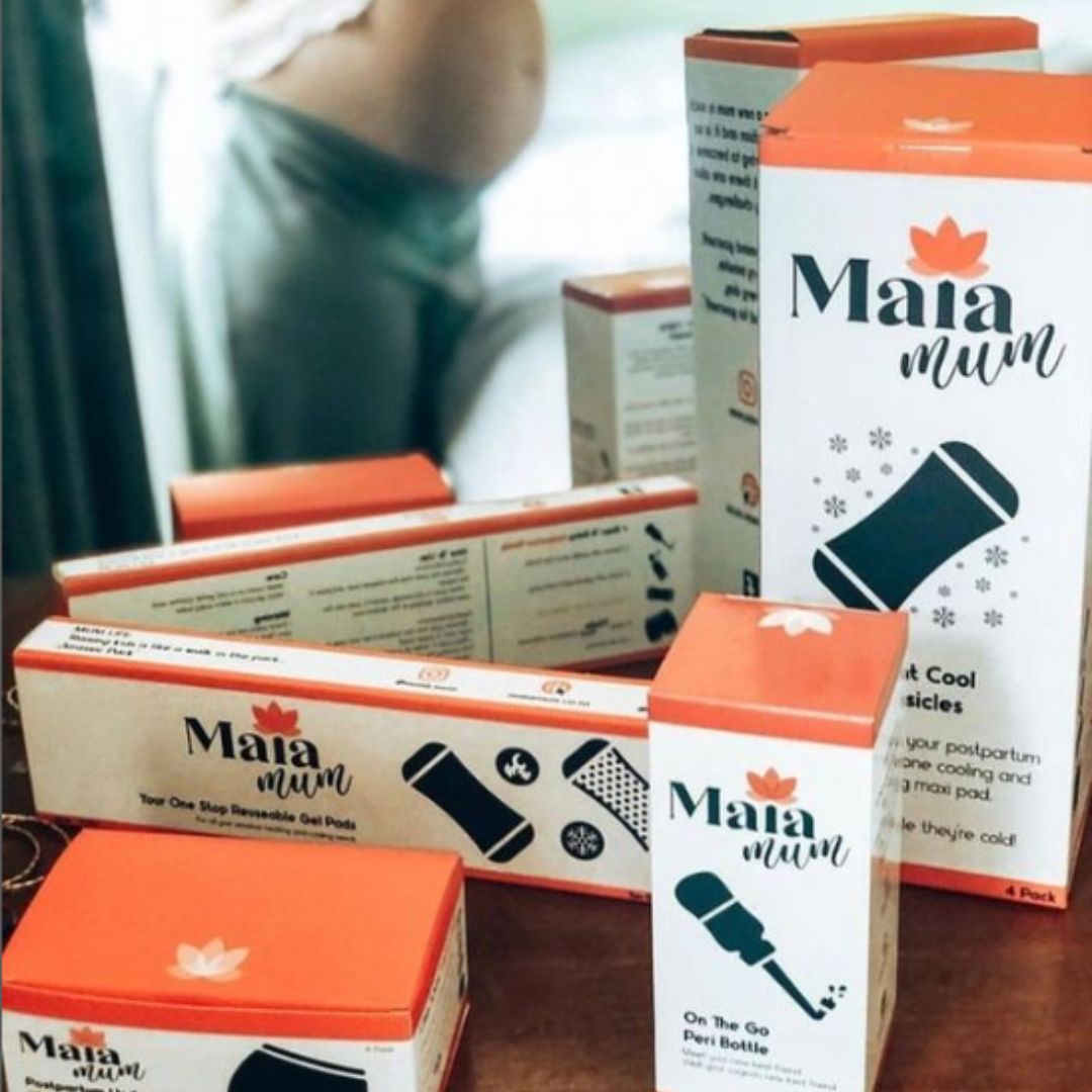 Maia Mum Postpartum Kit – a thoughtfully curated bundle of must-haves to support new mums after birth. Includes soothing perineal gel packs, a peri bottle for gentle cleansing, soft reusable breast pads, and more. Designed for comfort, healing, and making recovery just that little bit easier!